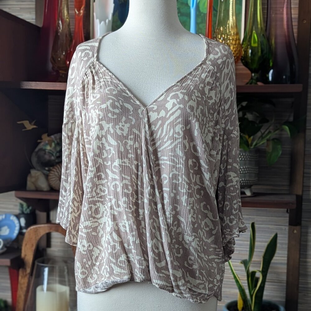Millibon Top Blouse Faux Wrap Light Purple SEE MEASUREMENTS FOR SIZE